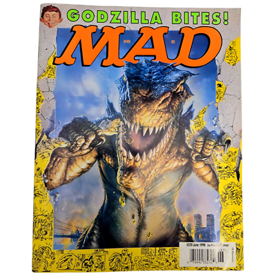 #ad Mad Magazine 370 June 1998 Godzilla Soccer Spy Ally McBeal Fold Out Cigars Vtg $9.99