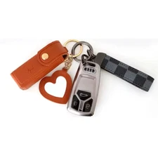 Lipstick Bag Keychain Mini Leather Portable Holder Travel Organizer  Case Mirror