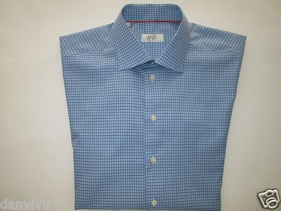 ETON Contemporary Spread Mixed Texture Men Dress Shirt Blue 16.5