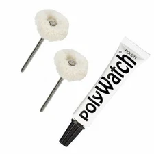 Polywatch Watch Crystal Scratch Remover + 2 Mounted String Buff Soft Polishing