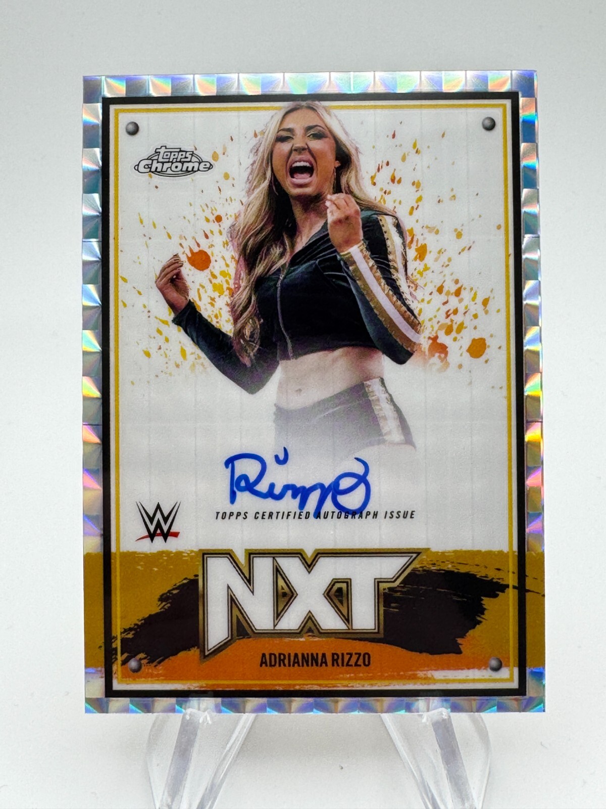 2025 Topps Chrome WWE ADRIANNA RIZZO Geometric NXT Chrome Auto #NXTARZ
