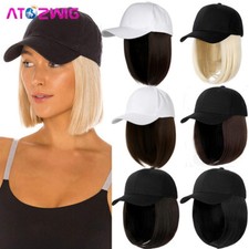 Hat Wig for Women Short Bob Baseball Cap Wig Synthetic Hair Connect Baseball Hat