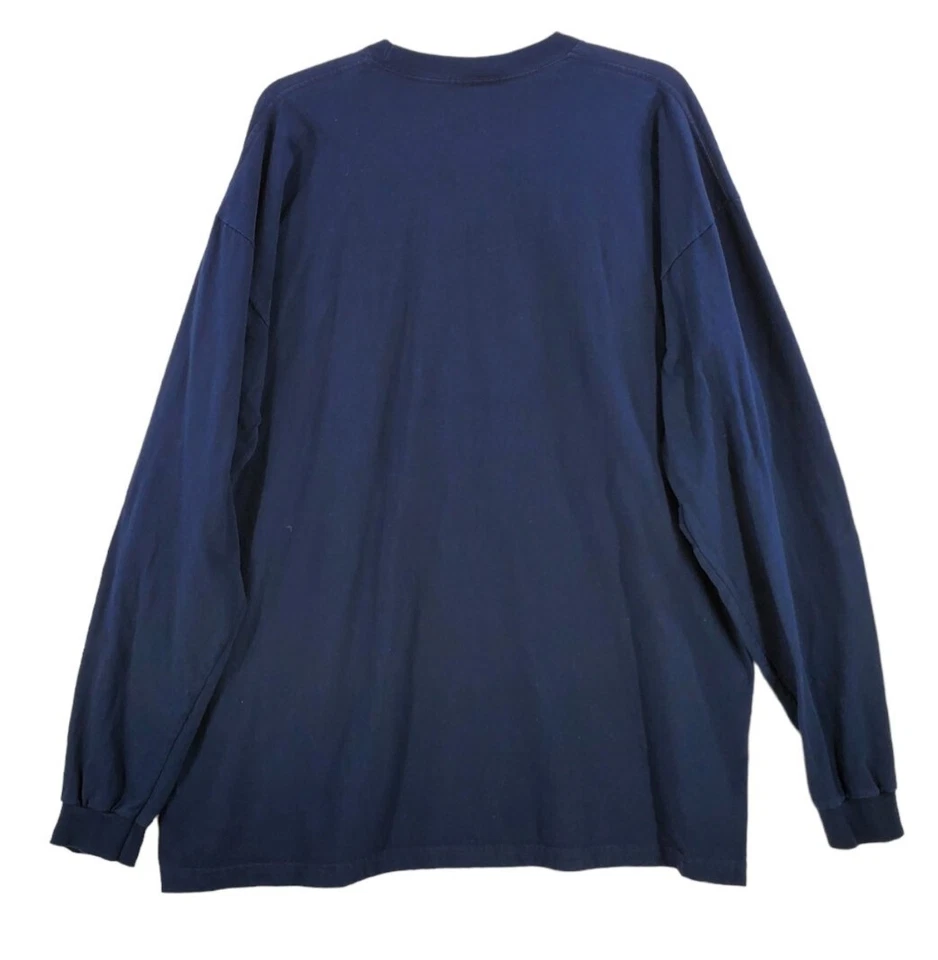 Camiseta De Colección Años 90 Pro Club Manga Larga Azul Marino Oscuro Hombres 4XL 100% Algodón En Blanco EE. UU. Foto 4 de 4