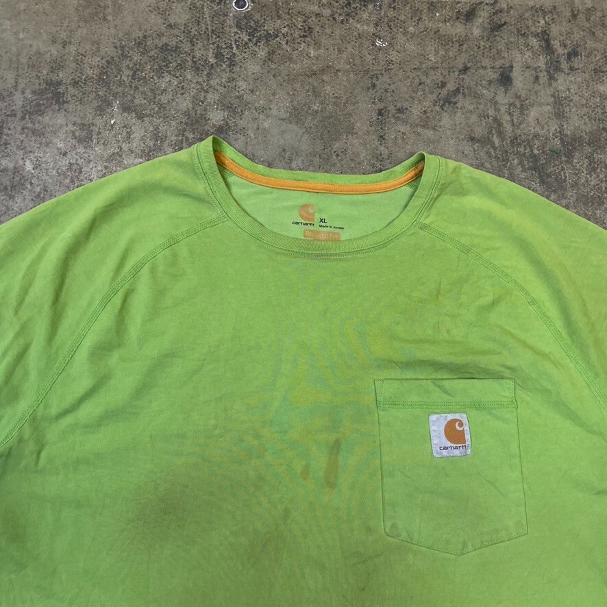 Carhartt TShirt Y2K Short Sleeve Pocket Workwear Tee, Green, Mens XL
