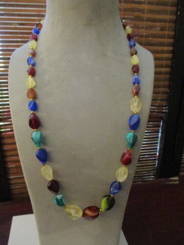 Ladies Pretty Bright Multi  Coloured Bead Necklace - Foto 1 di 7