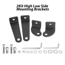 2PCS Universal Hi/Lo Side Adjustable Mount Brackets For LED Light Bar Single Row