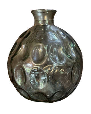 Vintage Green Thumb Printe Honeycomb Round 8'' Flower Vase