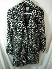 Womens Black Ivory Brown Leopard Dollhouse Winter Heavy Career Coat Size L 40