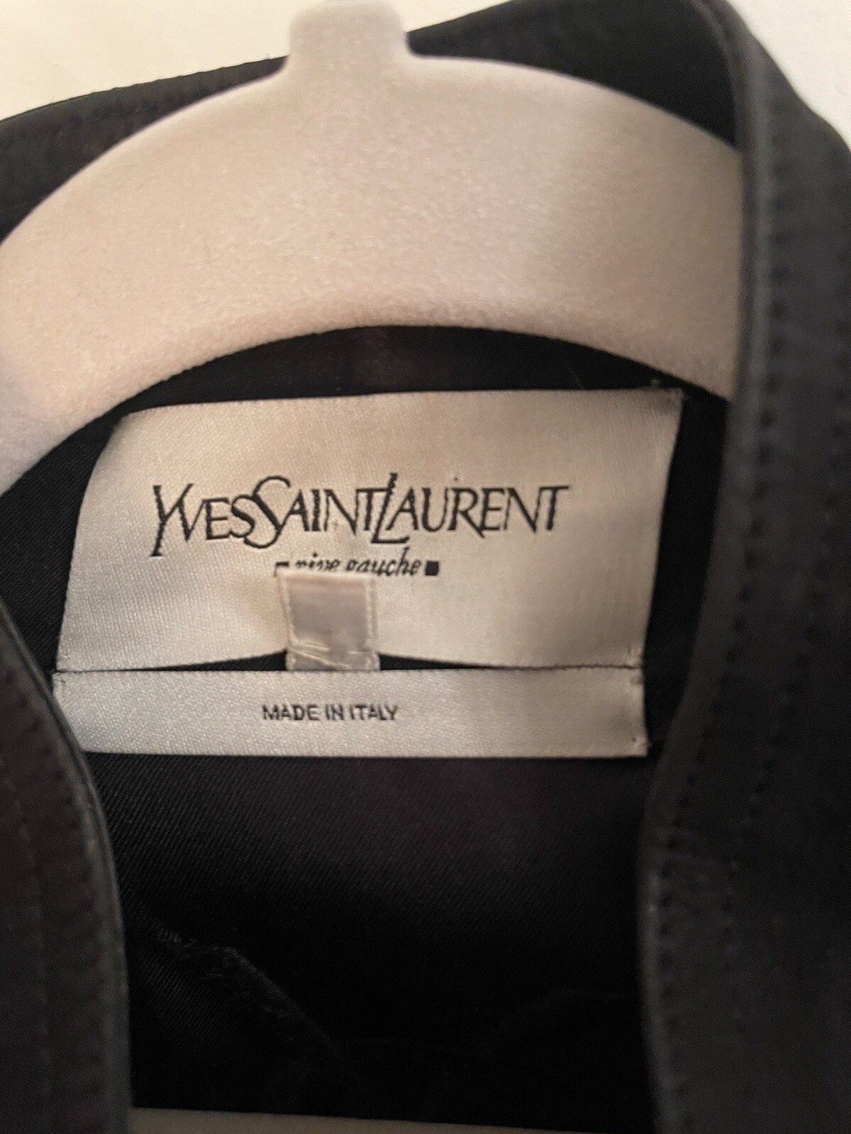 ORIGINALE Saint Laurent YSL Giacca in pelle scamosciata nera arricciata anteriore