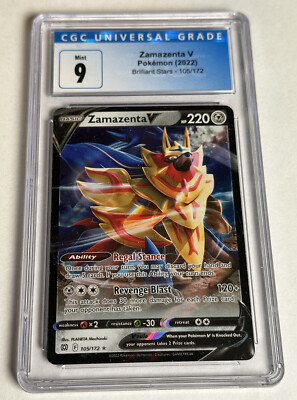 CGC 9 Mint Pokémon Zamazenta V 105/172 Brilliant Stars 2022 Graded