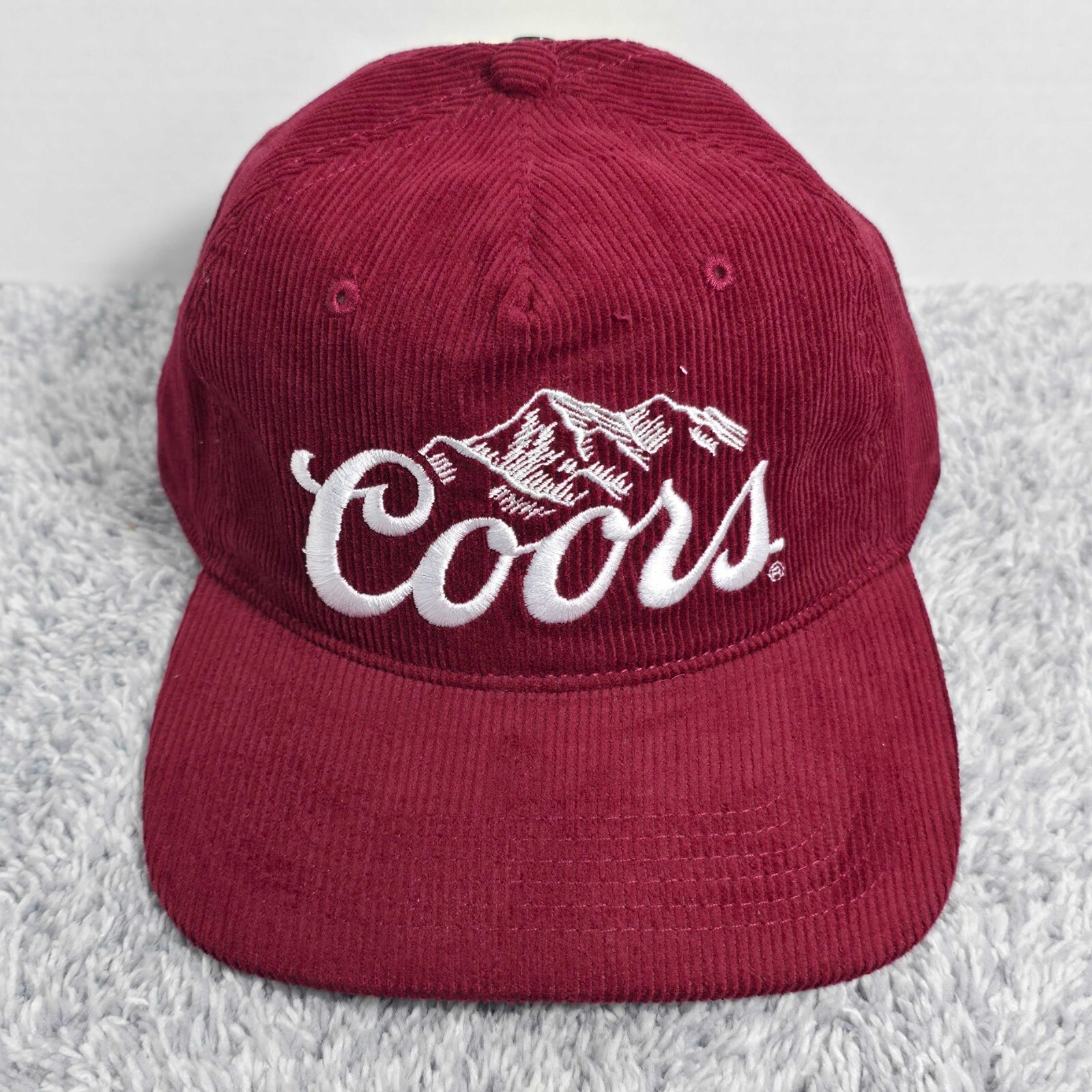 Coors Banquet Beer Maroon Corduroy Snapback Adjustable Cap NEW