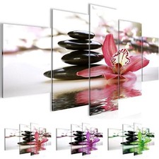 Wandbilder Set Blumen Orchidee XXL Bild für Wohnzimmer violett rosa grau grün