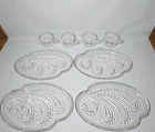 Vintage Federal Glass Co. Hospitality Snack Set 4 Plates 4 Cups In Original Box