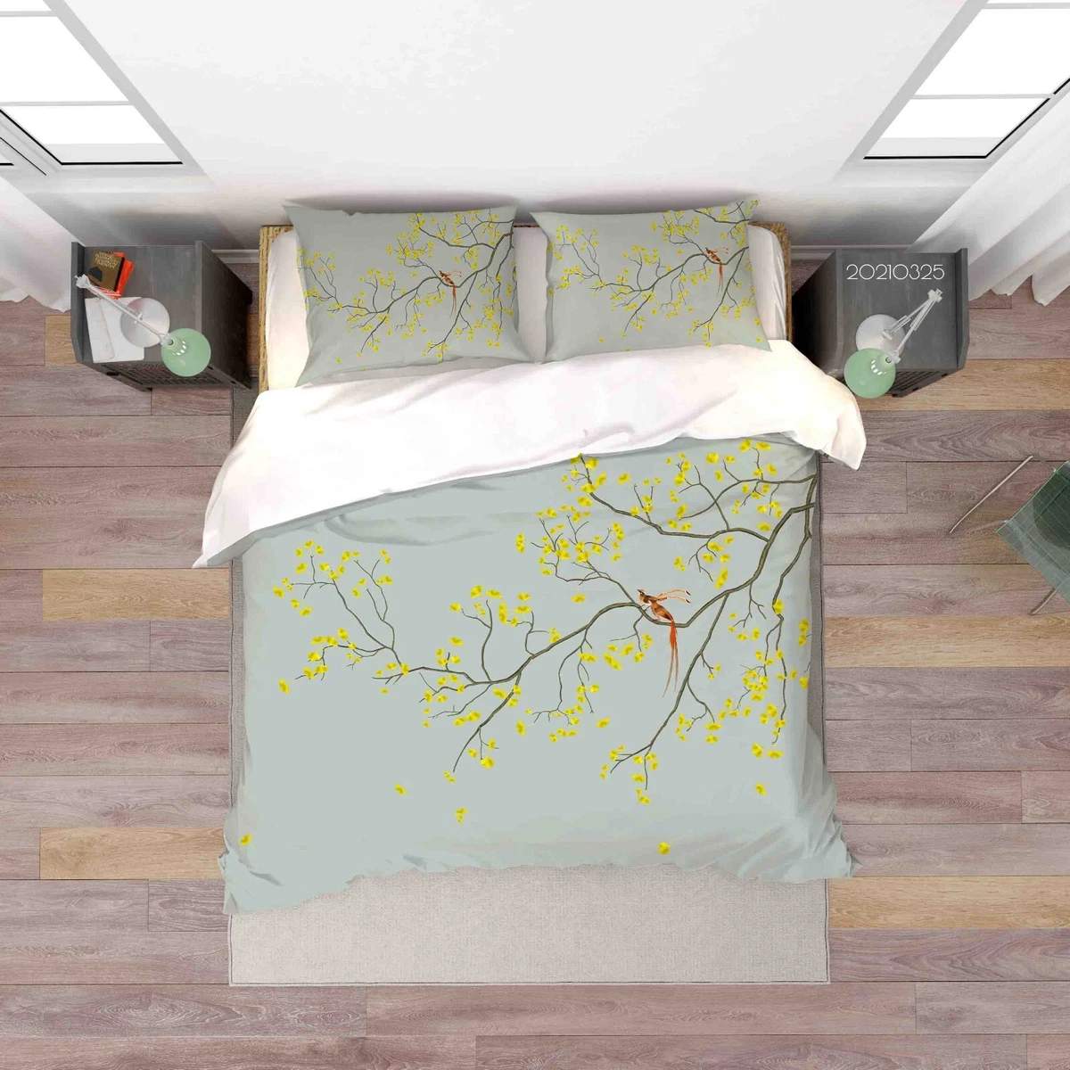 Chiusura Cerniera Lacci Copripiumino Queen Size OAITE - Set 3 Pezzi Cotone Motivo Floreale Con