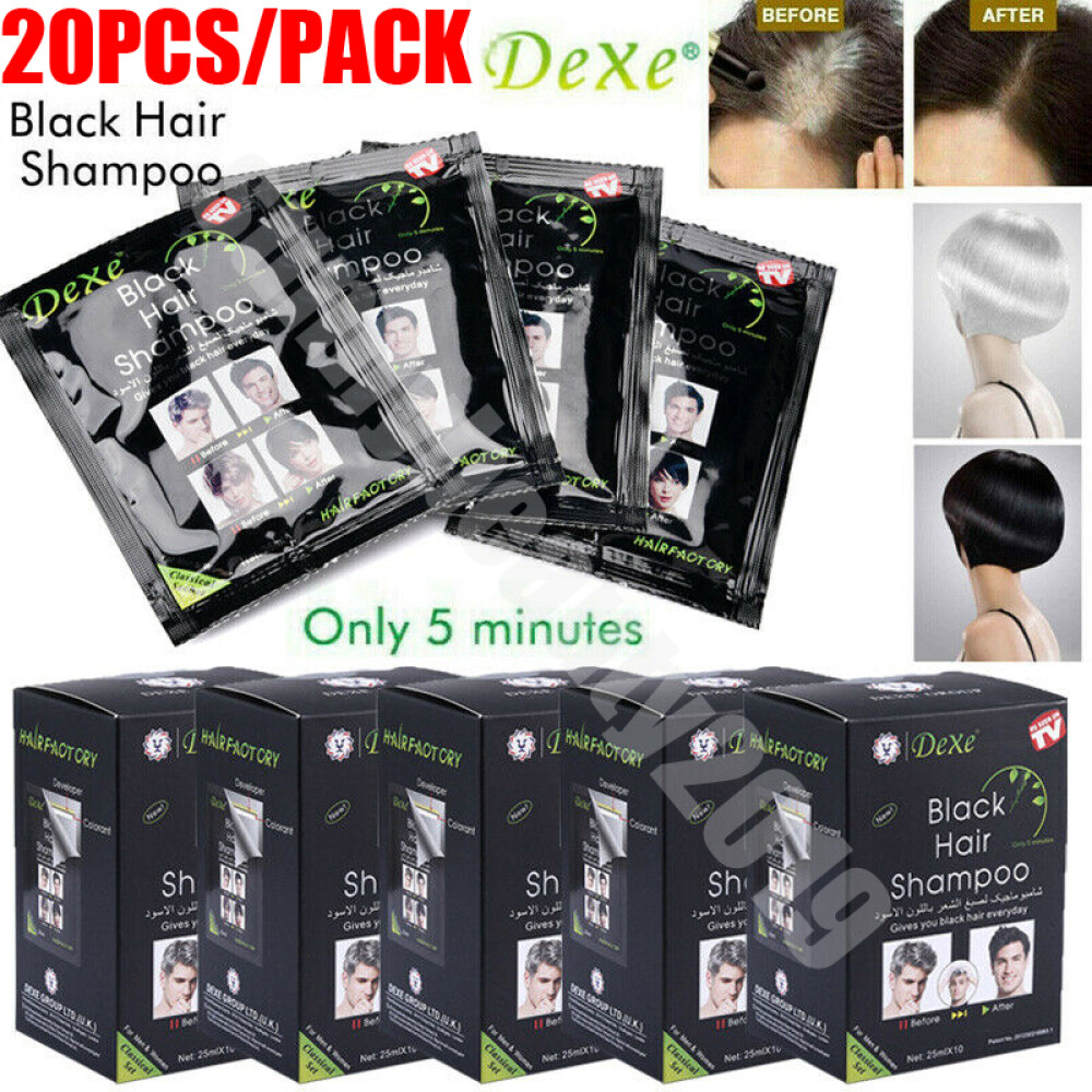 Dexe Black Hair Shampoo - Haarfärbe-Shampoo In 10 Einzelpackungen, Färbt In 5-10 Minuten
