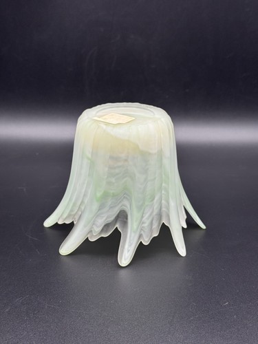 Vintage VIETRI Moon Glass Vase Art Deco Lime Green Frosted Glass Slag Glass - Picture 5 of 7