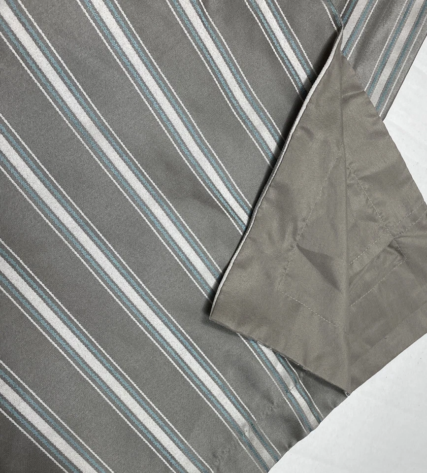 Martha Stewart Euro Shams Pillowcases Luxury Bedding Pair Gray Blue Stripe Print - Image 4 of 4