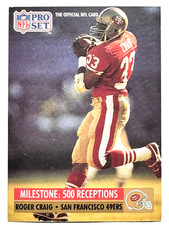 ROGER CRAIG 49ers 1991 Pro Set MILESTONE INSERT 500 RECEPTIONS Football Card #21