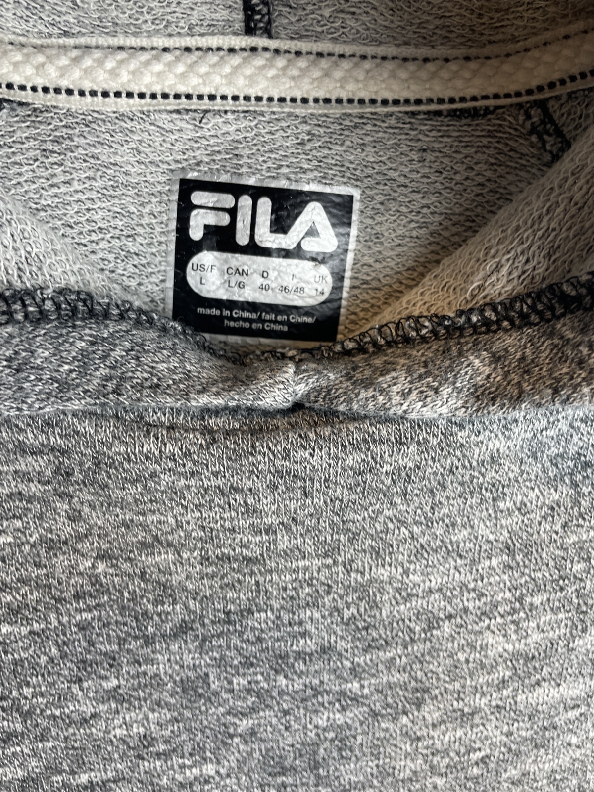 Felpa con cappuccio pullover grigio Fila donna taglia L manica lunga