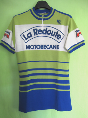 Maillot Cycliste Vintage Motobécane Manches Longues - Années 70, Acrylique Bleu, Taille L Homme