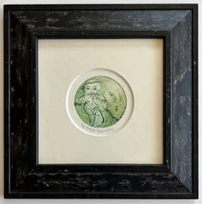Anna Reinders - original, limited, signed, framed etching "figure in green"