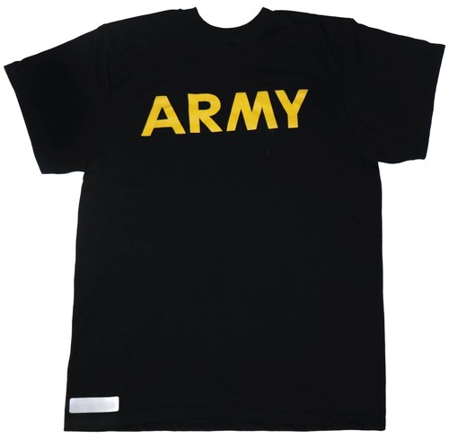 LARGE - Men's APFU Short Sleeve Shirt Army Black and Gold PT Fitness Shirt