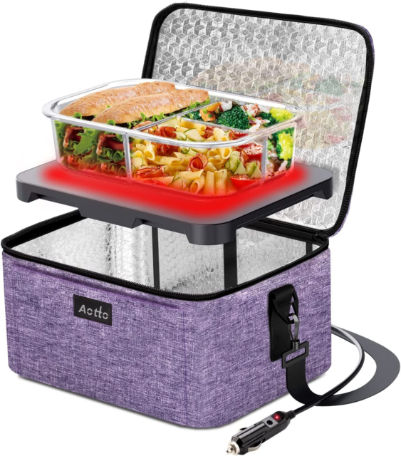 Portable Oven Car Food Warmer - 12V 24V 2-In-1 Mini Personal Electric Heated Lun