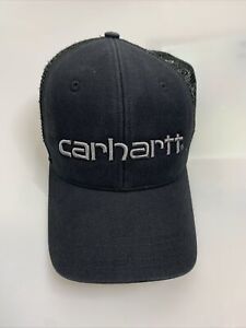 Carhartt Men&#039;s Canvas Mesh-Back Adjustable Logo Embroidered Cap Black