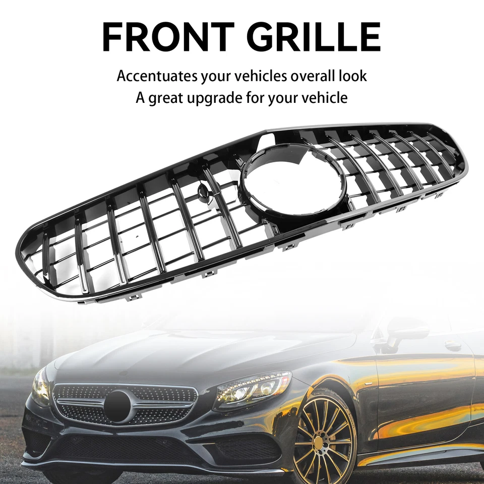 Front Bumper Grille Grill Fit Mercedes Benz W217 S63 AMG 2015-17 Pre-Facelift Foto 3 de 4