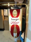 VINTAGE KRUEGER PILSNER BEER LIGHT UP HANGING SIGN ORIGINAL BRACKET  RARE