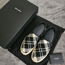 Saint Laurent Venice Slip-On Plaid Tweed Snea...