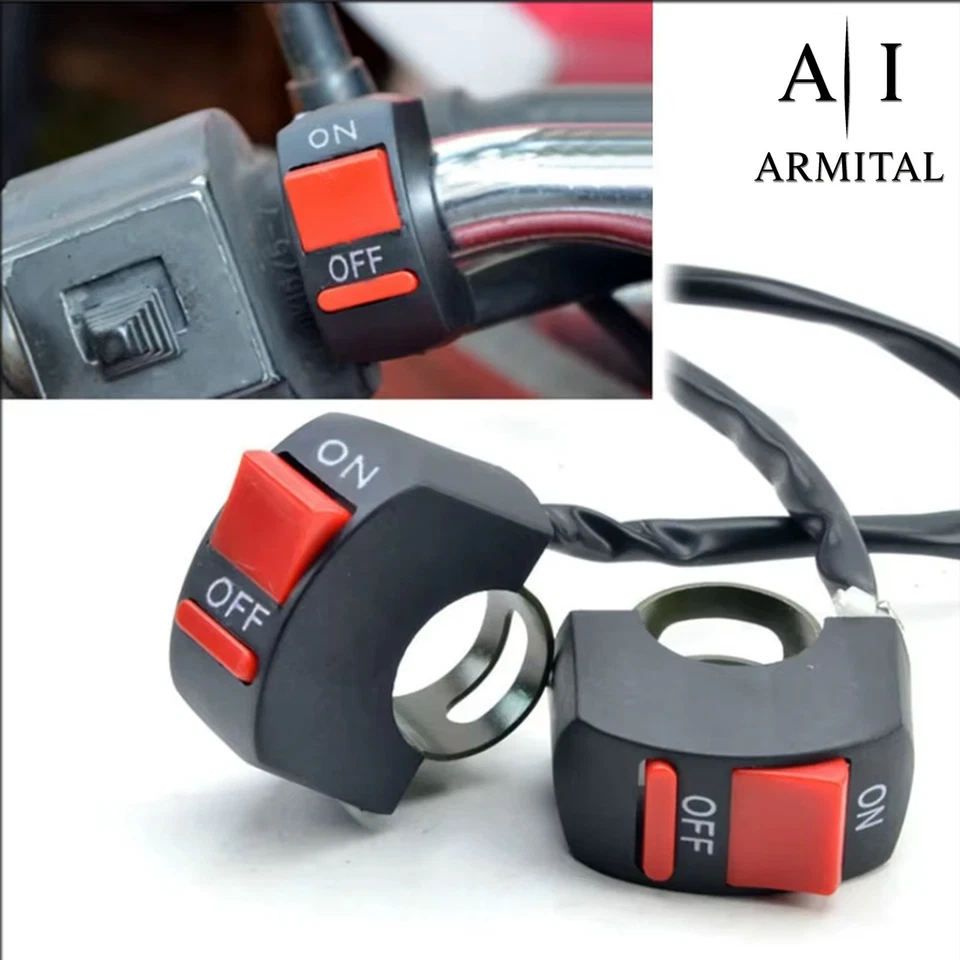 Interruttore Manubrio Moto Universale On Off 12V 10A Per Luci Led ATV Bici CE - Immagine 2 di 4