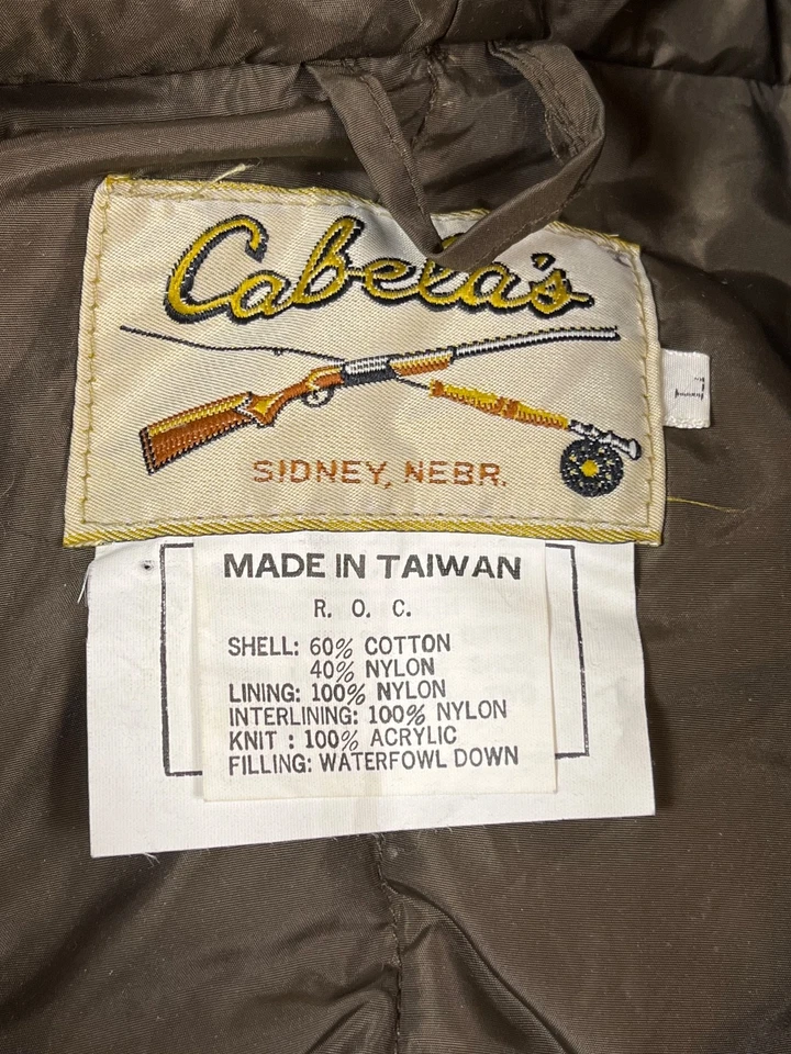 Vtg Cabela's Goose Down Camoflage Treebark Hunting Suit Snowmobile Hooded Mens L - Image 4 of 4