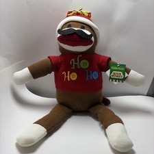 Dan Dee Sock Monkey Plush 24" Christmas Ho Ho Ho Mustache Xmas Stuffed Animal...