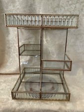 Organizador de Maquillaje Giratorio 3 Niveles Base Giratoria Tono Dorado Borde y Acrílico Transparente