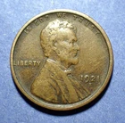 1921-S Lincoln Cent  VF