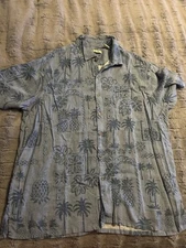 Batik Bay Mens Hawaiian Camp Aloha Shirt 2XL Blue Geometric Pineapple Floral
