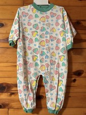 Vintage "Kids Club" Baby Pajamas, Heart Design Snap Button Closure