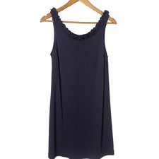 J Crew Size Small Slate Gray Ruffled Neckline Tank Dress 
