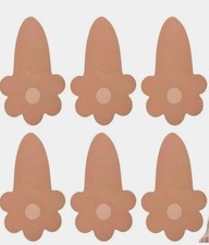 Beige Flower Shaped Self-Adhesive Reusable Invisible Nipple Covers Set