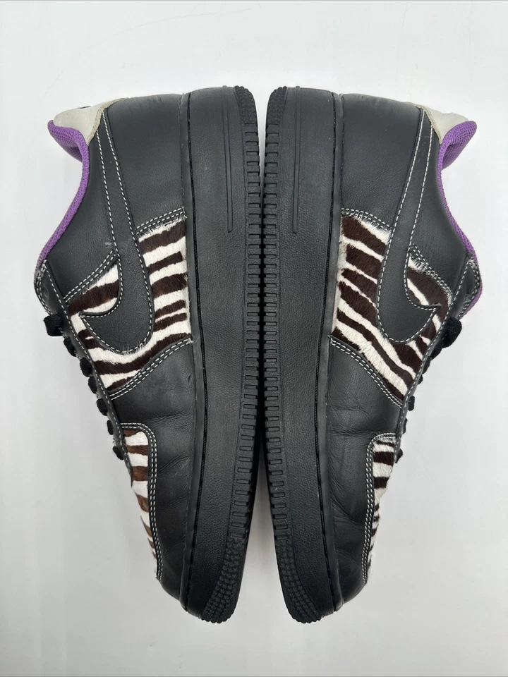 Nike Wmns Air Force 1 Negro Púrpura Cebra 2005 Talla 9.5 Usado 307109-001 Foto 3 de 4