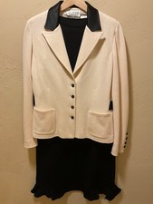 St John Evening Santana:Silk-lined jacket side ruffle skirt/FREE SJ top/S 10
