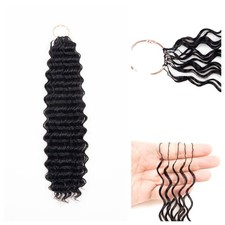 20" Deep Wave Human Hair 50 Strands 60g Black Miracle Knot Crochet Extentions