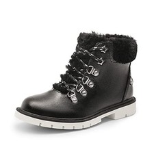 Girls Kids Side Zipper Lace up Faux Fur Ankle Boots 11 Little Kid Black/Pu
