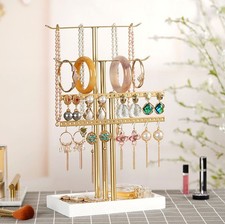 4-Tier Jewelry Stand Organizer for Necklace, Earring, Bracelet, Ring, Hanger
