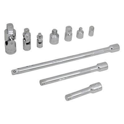 Performance Tool Mixed Drive Size 3'', 6'', 10'' Socket Extension Set, 10 Pieces