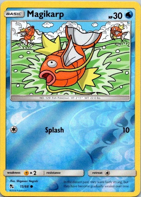 Pokemon Card, Magikarp 15/68, Common, Hidden Fates, Near-Mint/Mint