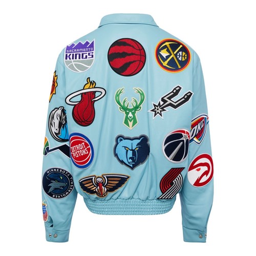 Jeff Hamilton NBA All Teams Collage Wielokolorowa skórzana kurtka ze skóry jagnięcej - Zdjęcie 33 z 53