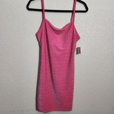 5 B Style Juniors Large Dress Pink Glittery Spaghetti Strap Slip