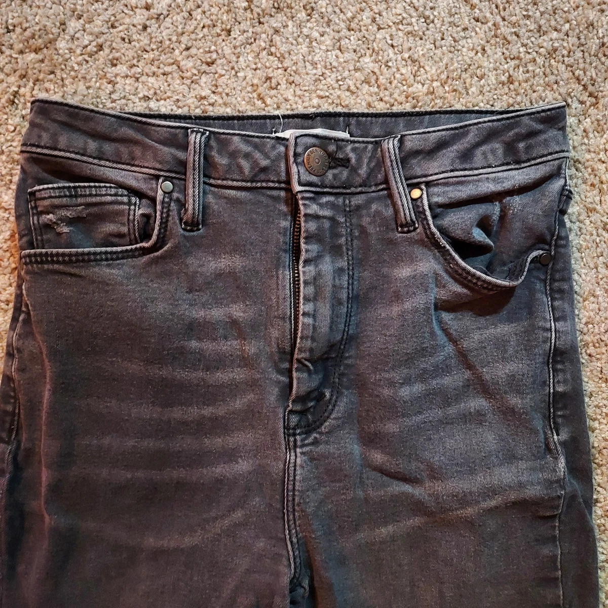 Pantalones de mezclilla ajustados Forever 21 negros desgastados para mujer talla pequeña regular 